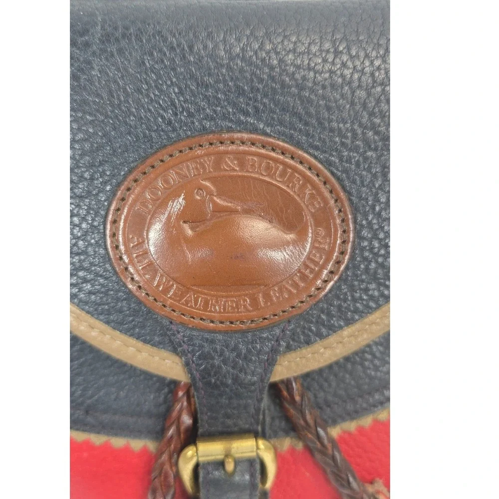 Dooney & Bourke Vintage Teton AWL Red Navy Leather Backpack Drawstring‎ Bag